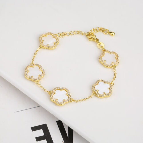 Diamond Inlaid Cute New Design Plant Flower Bracelet, Earring or Necklace