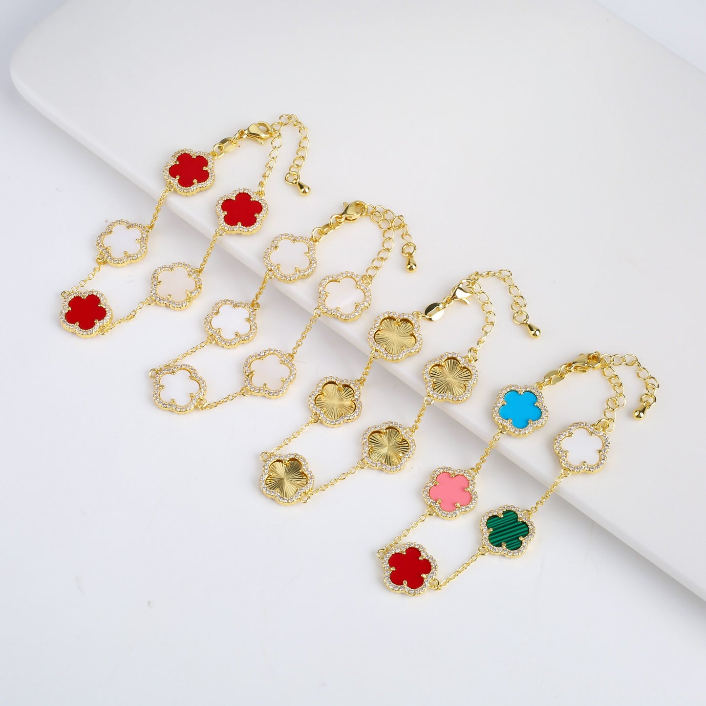 Diamond Inlaid Cute New Design Plant Flower Bracelet, Earring or Necklace