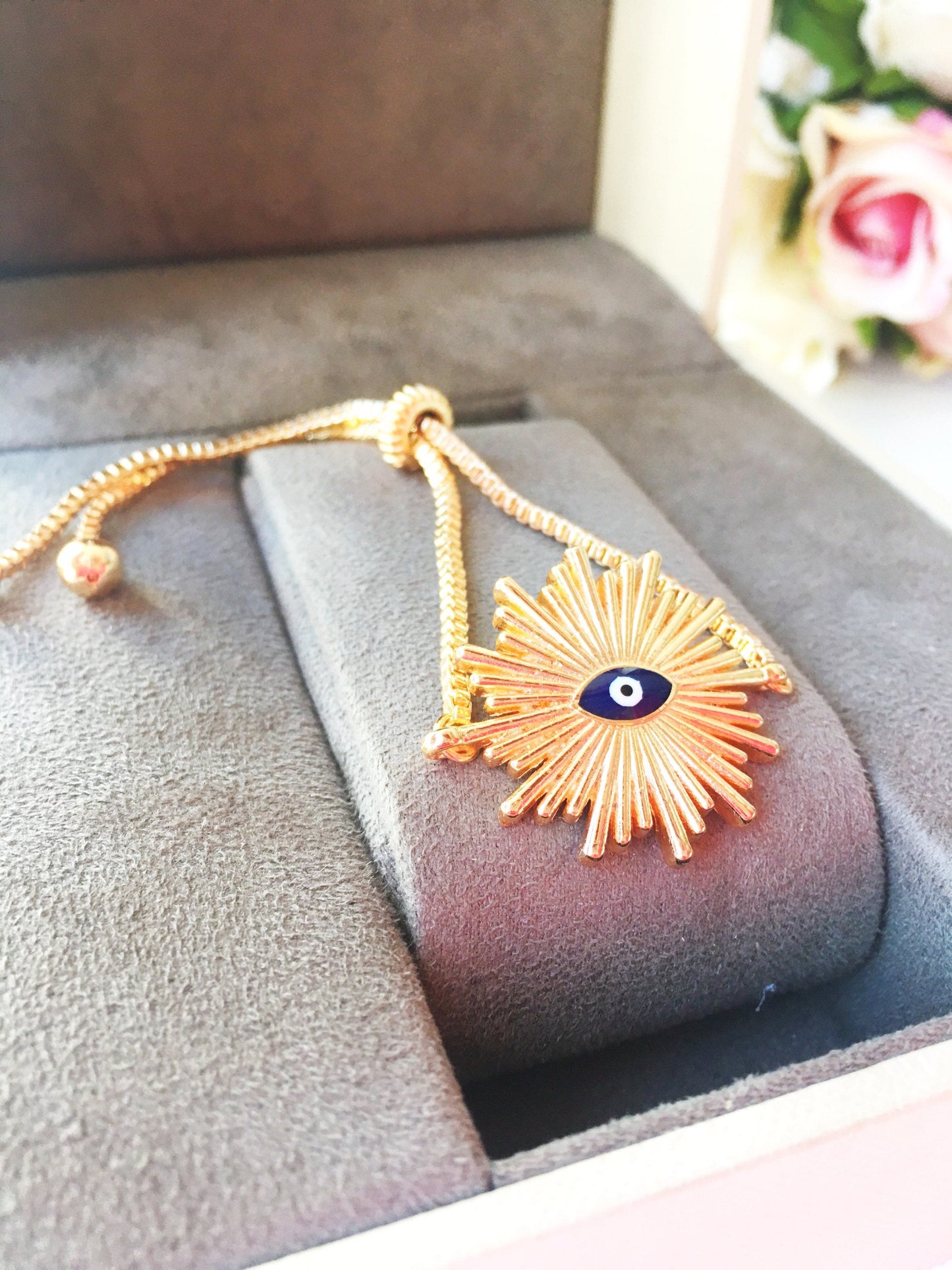 Gold Evil Eye Bracelet, Turkish Evil Eye Jewelry