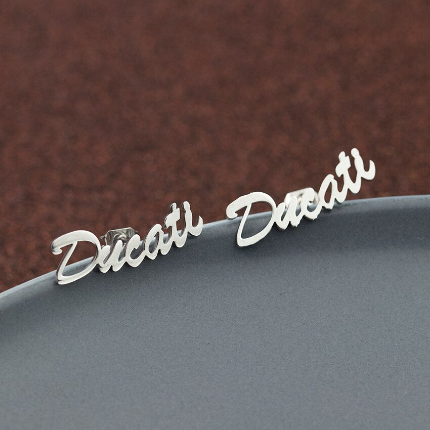 Stainless Steel Personalized Name Earrings For